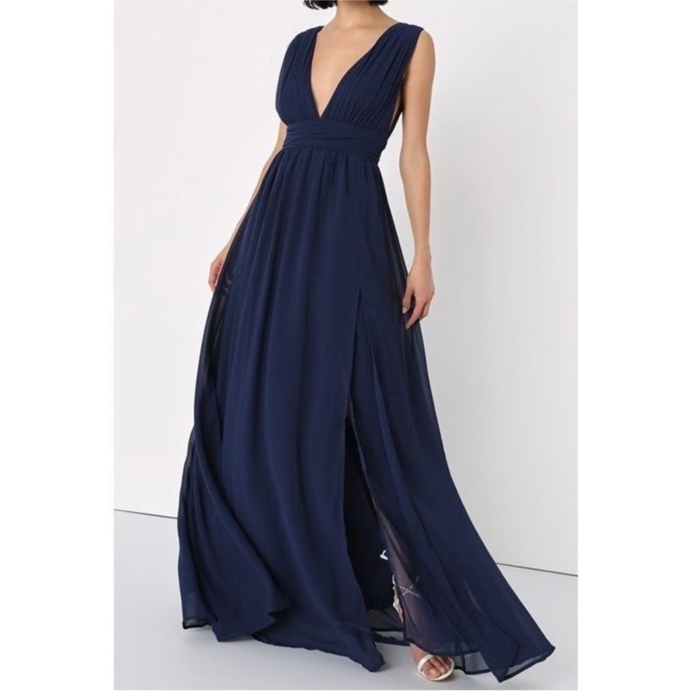 Lulus womans Heavenly Hues navy blue Maxi Dress size Large